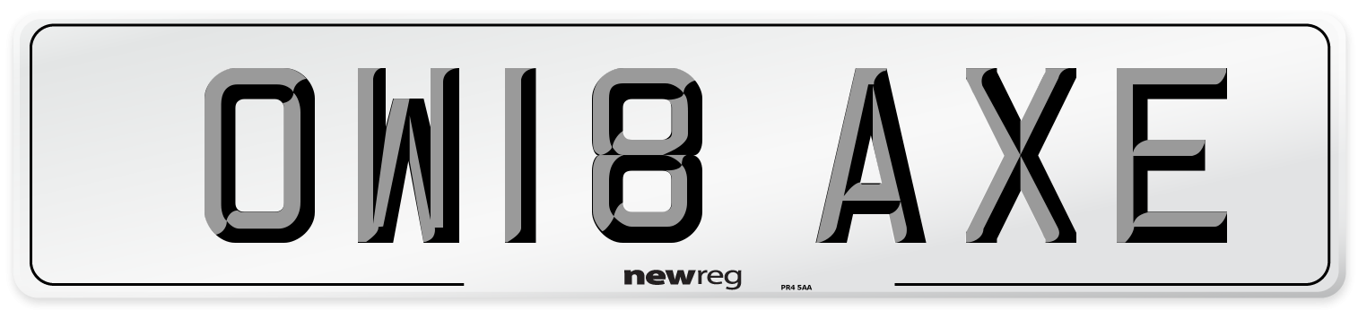 OW18 AXE Number Plate from New Reg